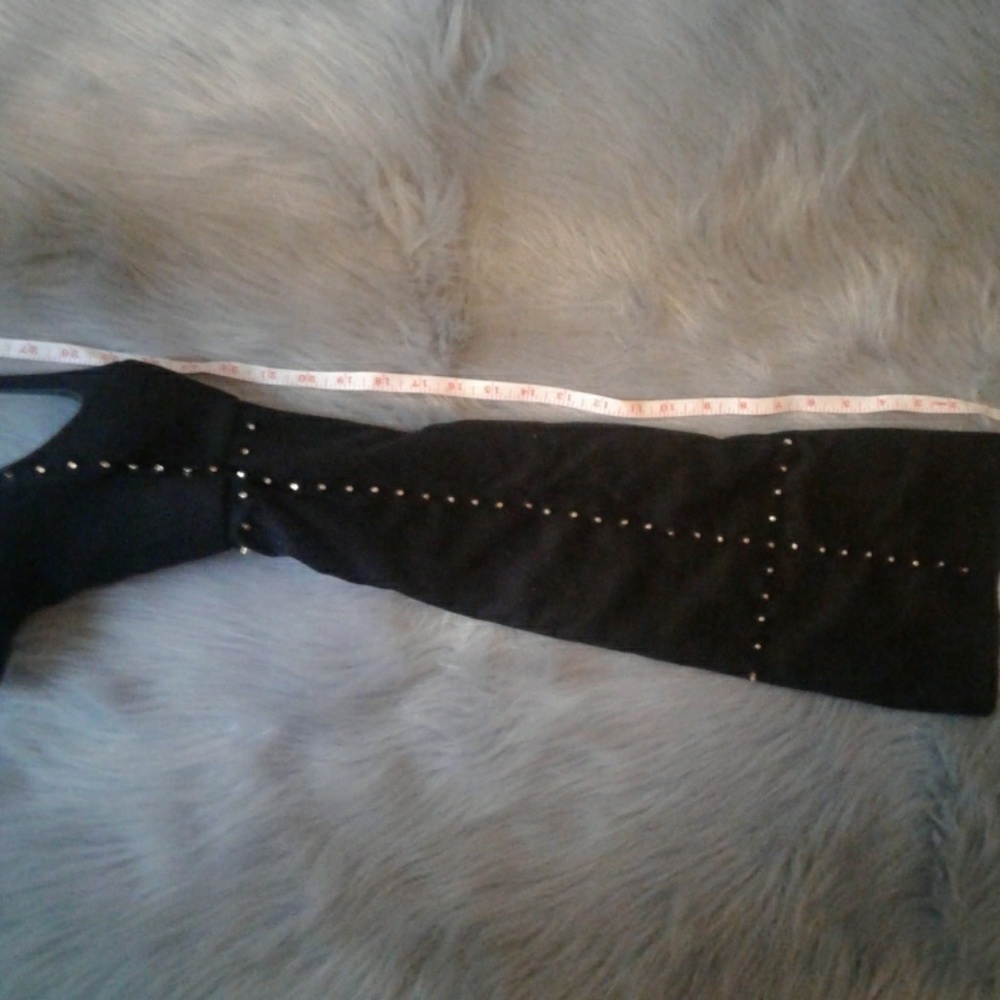 "Kaylee" Black Suede Copper DetaiI Thigh High Boot - Picture 3 of 3